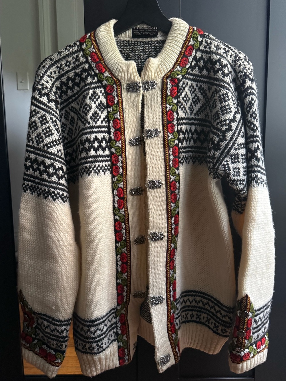Vintage Fjord Fashion Hand Knit Norwegian Fair Isle Wool Cardigan Cottagecore